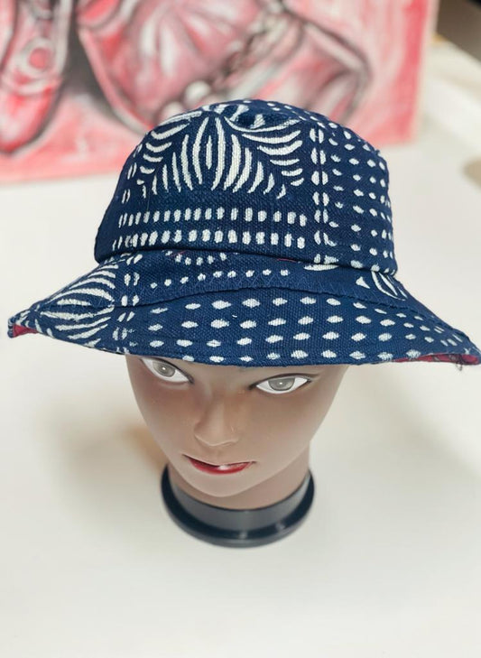 Bogolan Blaue Bucket Hat- Curlappyness