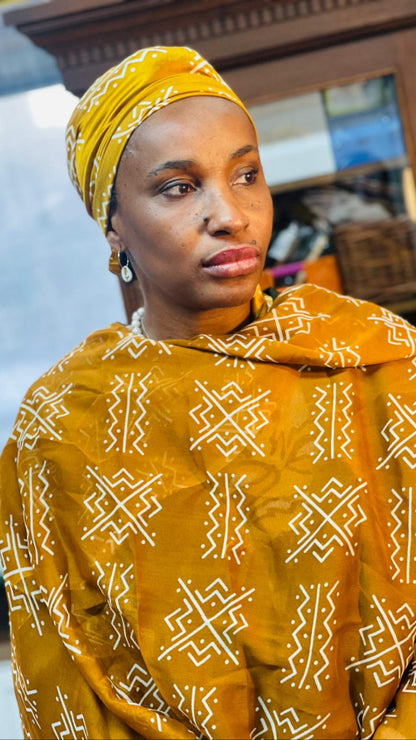 Mama Theresa´s Satin Schlafkappe für Afro-Locken  - Leiter- Bogolan Print